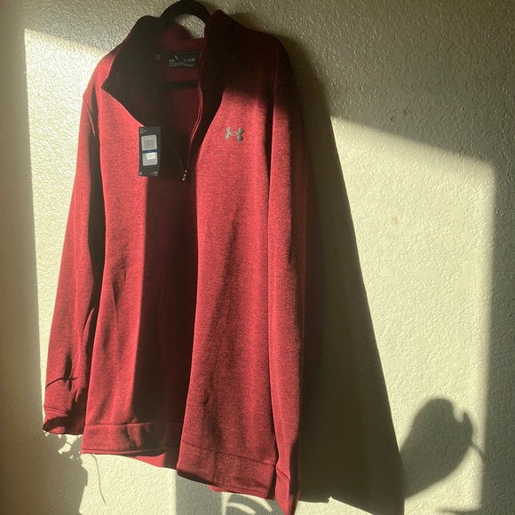 NWT Under Armour Storm Cold Gear Loose Fit ¼ Zip Burgundy Fleece Sweater mens XL - Picture 12 of 15